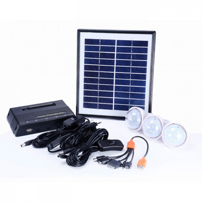Kit d'Eclairage Solaire Panneau 4W-3 Lampes Led Heit 300 Lumens