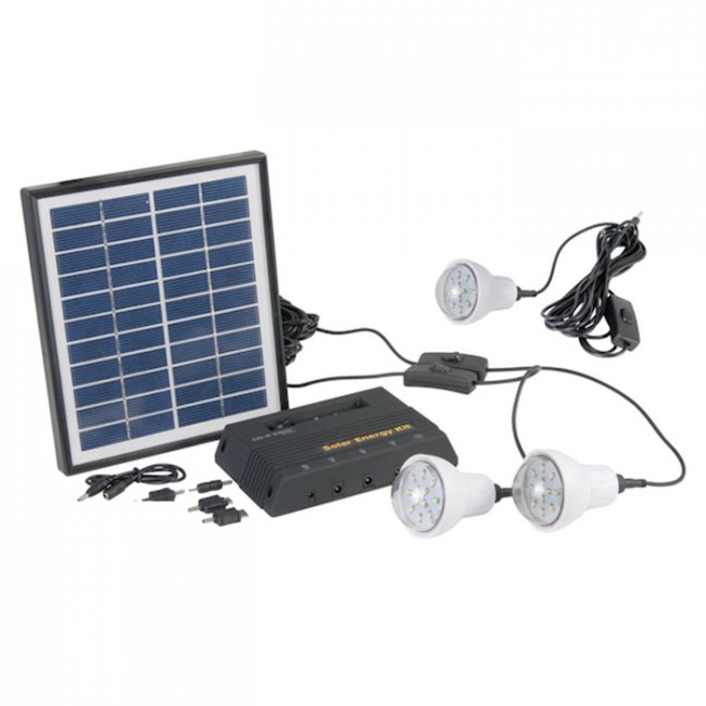 Kit d'Eclairage Solaire Panneau 4W-3 Lampes Led Heit 300 Lumens