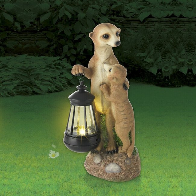 Figurine Solaire Animaux Suricates à Lanterne