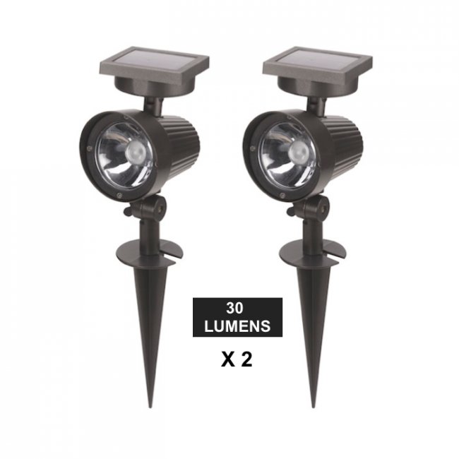 Spot Solaire Jardin Aluminium 30 Lumens Ultra 365- LOT de 2 