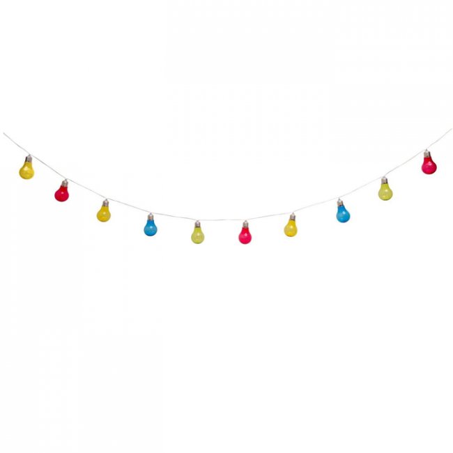 Guirlande Solaire 10 Ampoules Guinguette Multicolores