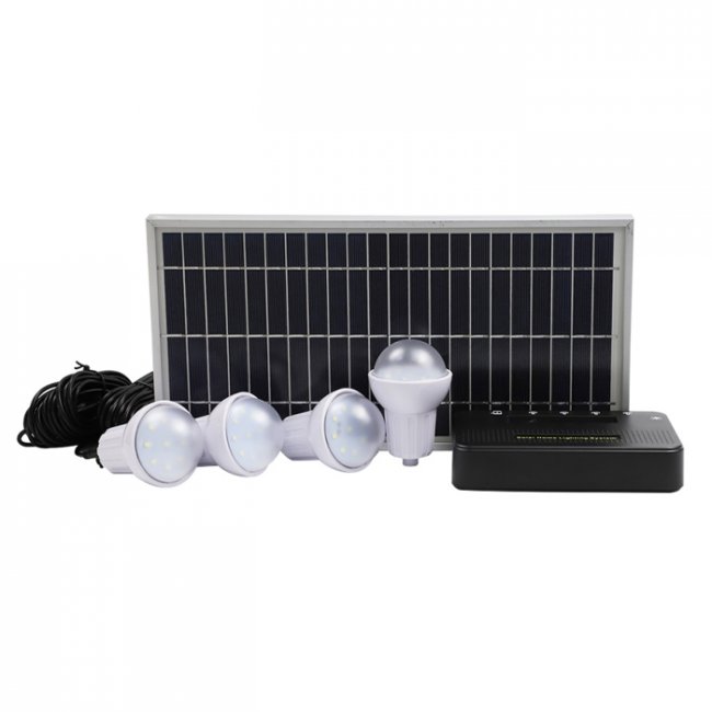 Kit d'Eclairage Solaire Chargeur 8W Lithium 4 Lampes Led K15 720 Lumens