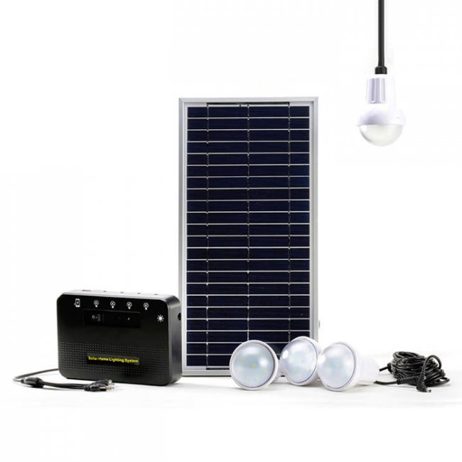 Kit d'Eclairage Solaire Chargeur 8W Lithium 4 Lampes Led K15 720 Lumens