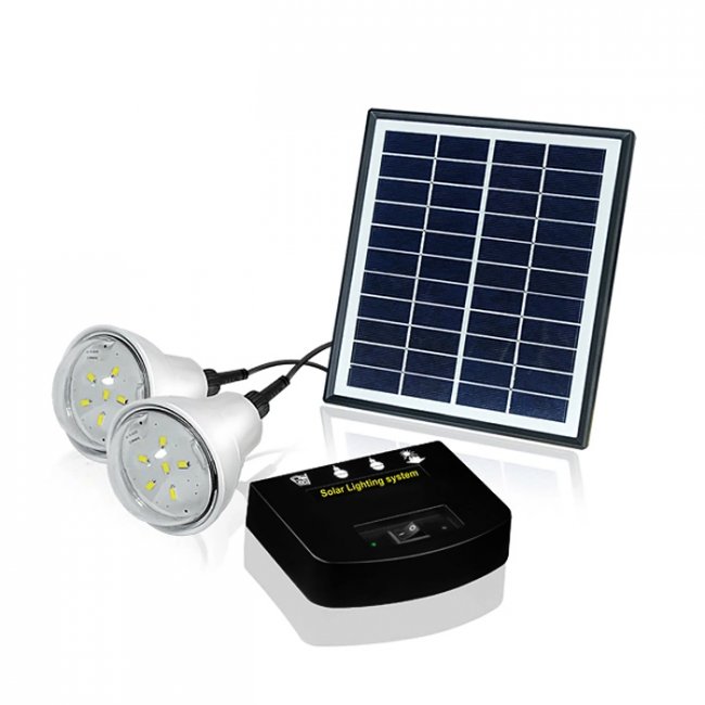 Kit d'Eclairage Solaire Chargeur 4W Lithium LifePo 2 Lampes Led 300 Lumens K013T2