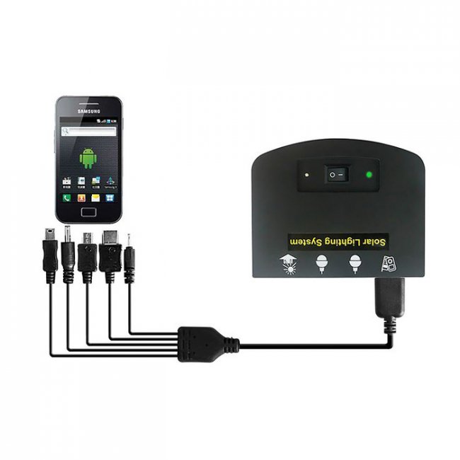 Kit d'Eclairage Solaire Chargeur 4W Lithium 2 Lampes Led 210 Lumens K013T2