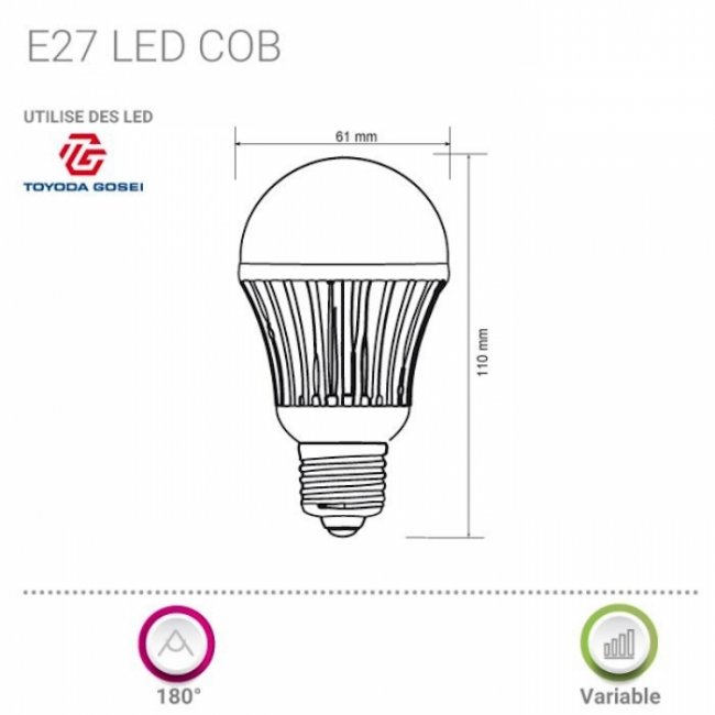 Ampoule LED E27 M-COB 7 - 9W Dimmable