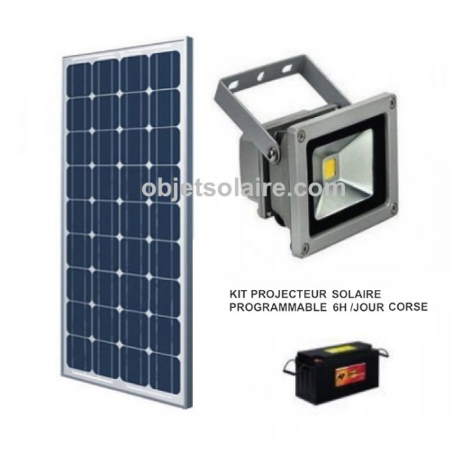 Projecteur Solaire Puissant 10W Kit Programmable 6H/jour Corse