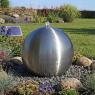Photo Fontaine Solaire Boule Acier Inox Batterie et Led 